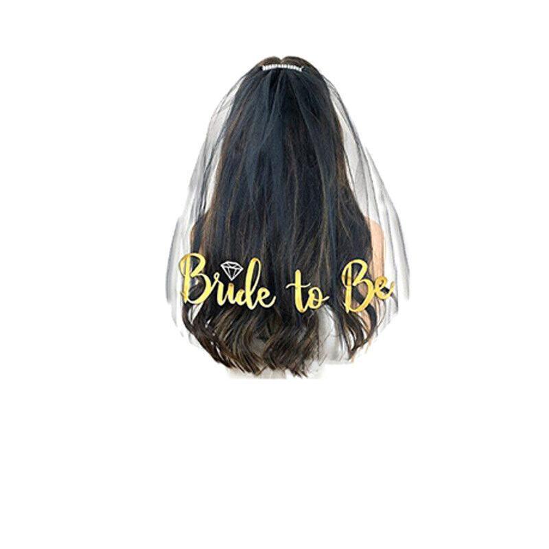 Bride To Be Hen Veil Sash Tiara Hens Night Bridal Shower Kitchen Tea Accessories - Plain Veil 8