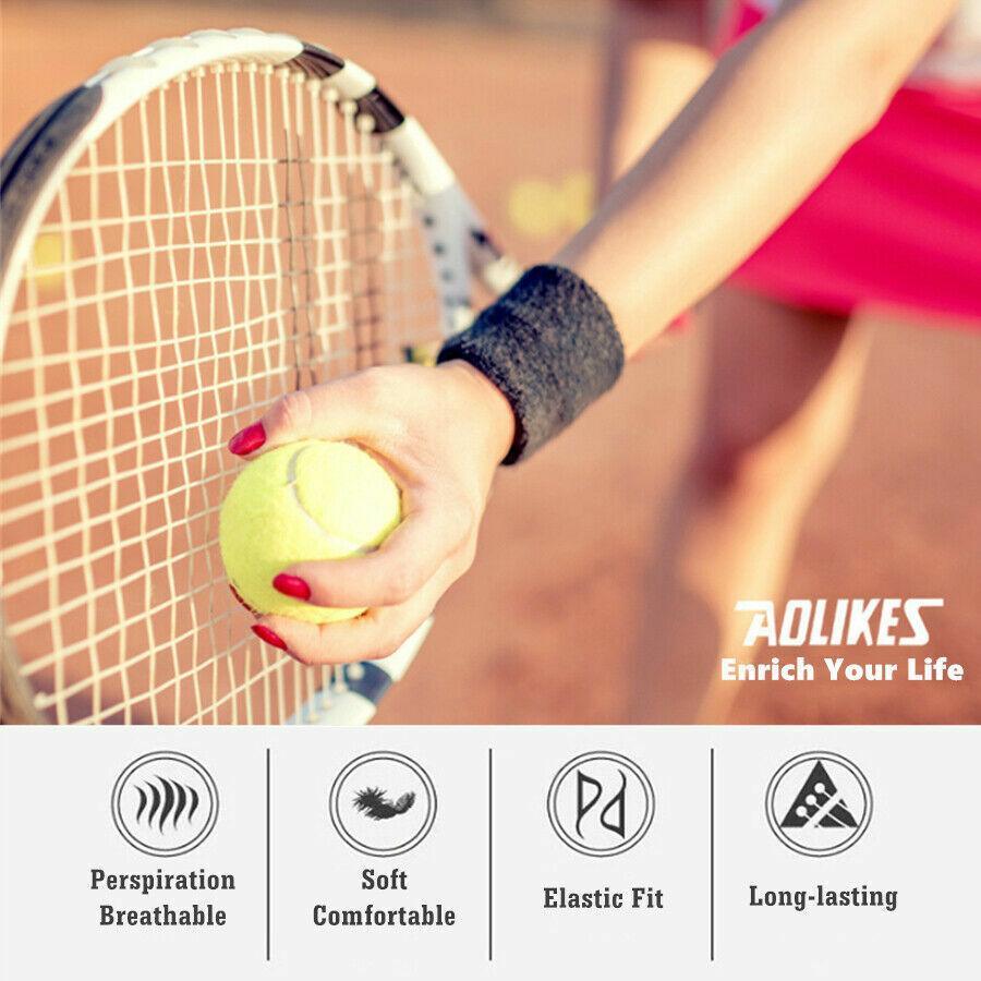 Sport Cotton Wristband Wrist Band Sweatband Sweat Training Tennis Gym Yoga - Yellow 5