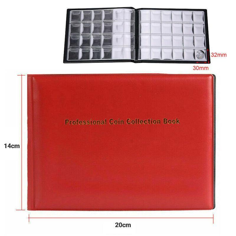 240 Coins Holder Collection Storage Collecting Penny Pocket Album Book Red Aus 3