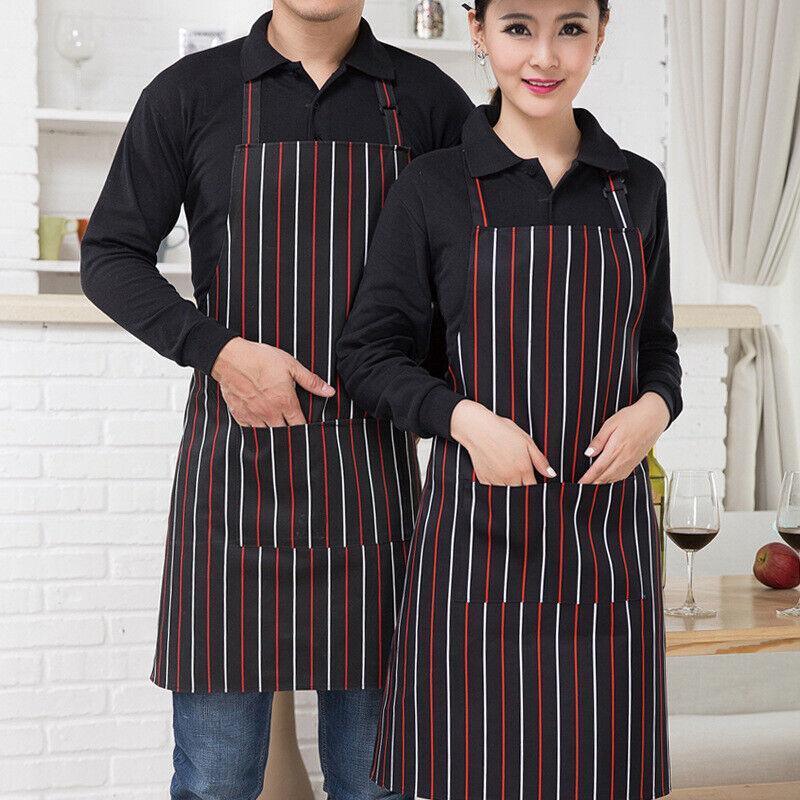 Apron with Pocket 2Pcs Chef Butcher Kitchen Cooking Baking Restaurant Wear - Black White Red 4