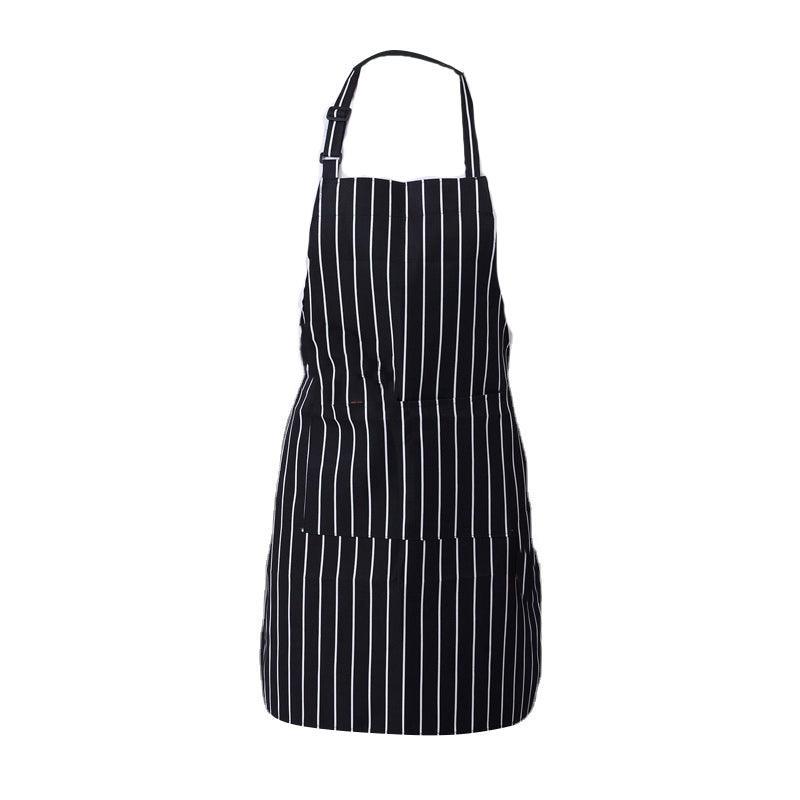 Apron with Pocket 2Pcs Chef Butcher Kitchen Cooking Baking Restaurant Wear - Coffee White Strip 8