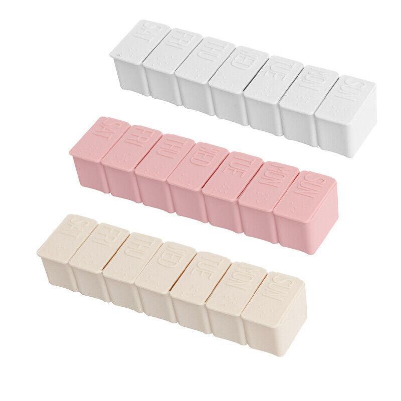 2X 7 Day Weekly Pill Box Medicine Tablet Organizer Dispenser Container Case - Beige