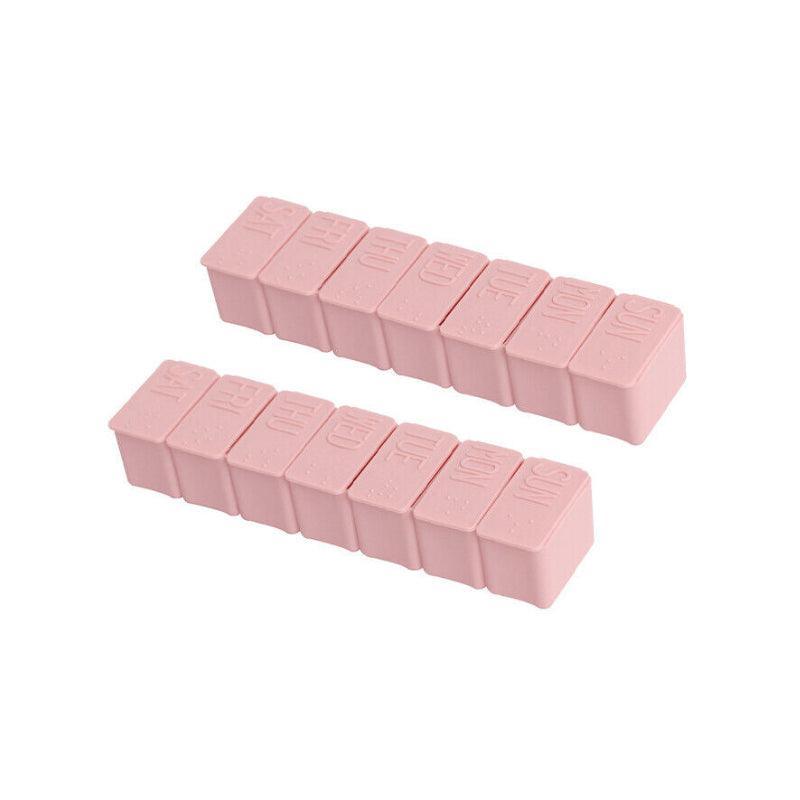 2X 7 Day Weekly Pill Box Medicine Tablet Organizer Dispenser Container Case - Beige 8