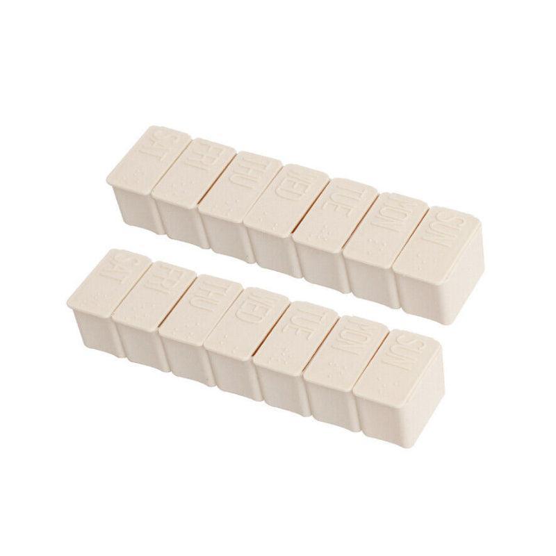 2X 7 Day Weekly Pill Box Medicine Tablet Organizer Dispenser Container Case - Pink 7