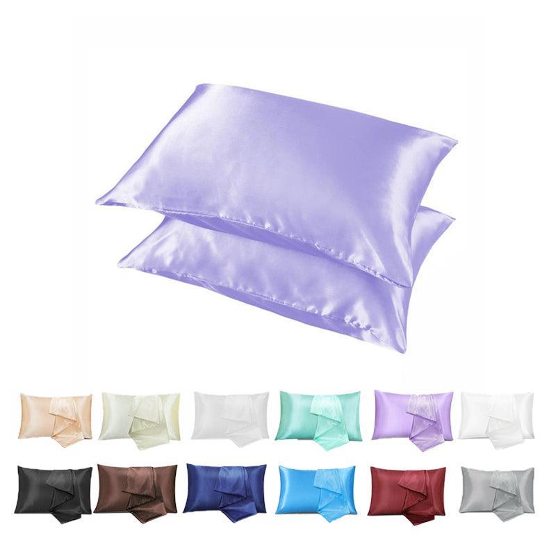 2 Pack Satin Pillowcases Luxury Soft Cushion Covers Bedroom Home Decor - Black