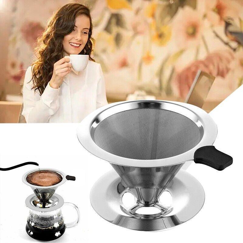 Coffee Tea Cup Drip Filter Mesh Holder Reusable Stainless Steel Pour Over Funnel 5