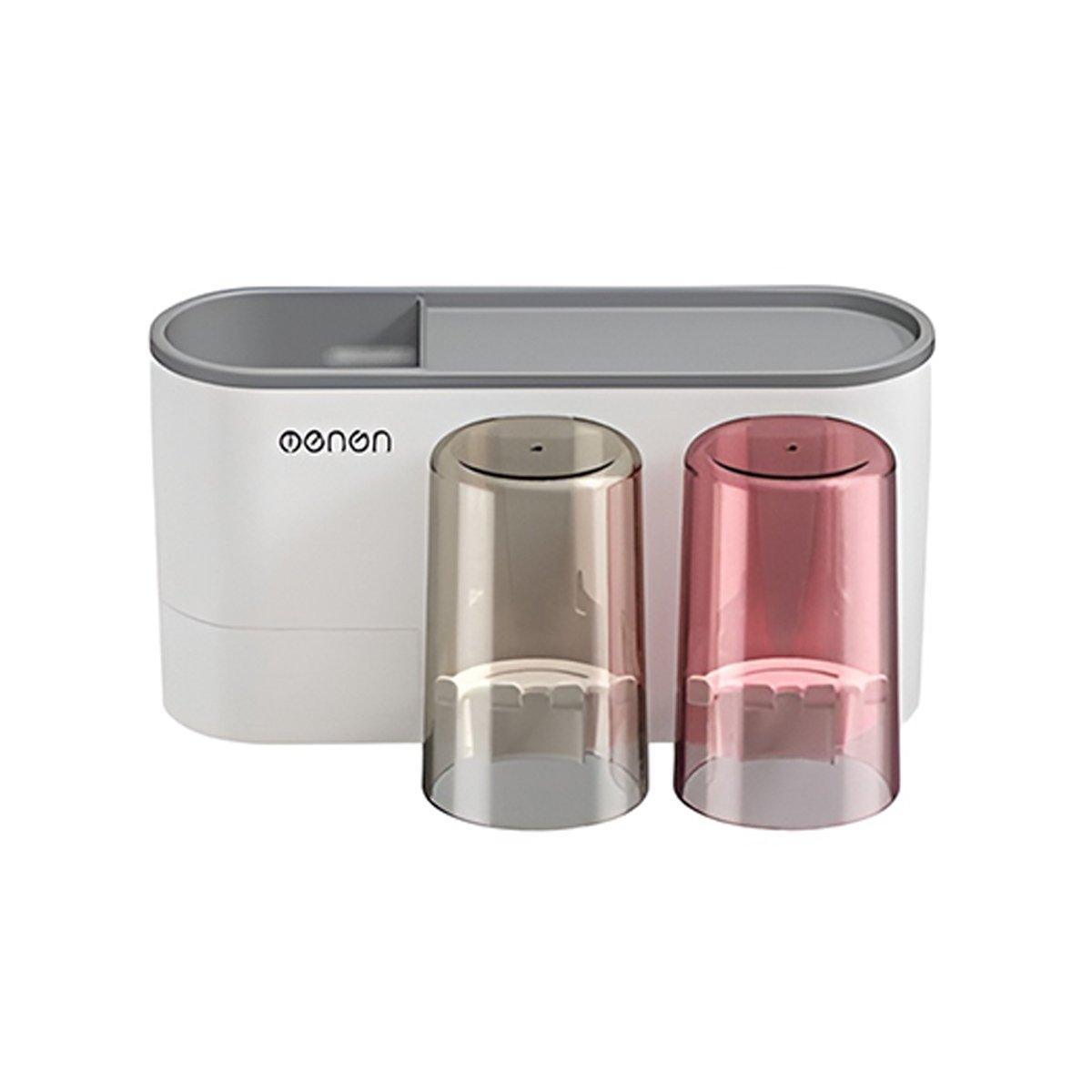 Bathroom Wall Mounted Toothbrush Holder Toothpaste Stand Storage Rack With Cup - Three Cups Set 6