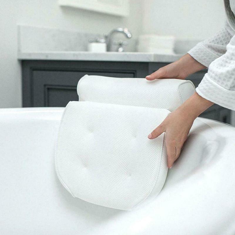 Home 3D Mesh Bath Pillow Back Neck Support Bathtub Spa Hot Tub Suction Cups New 3