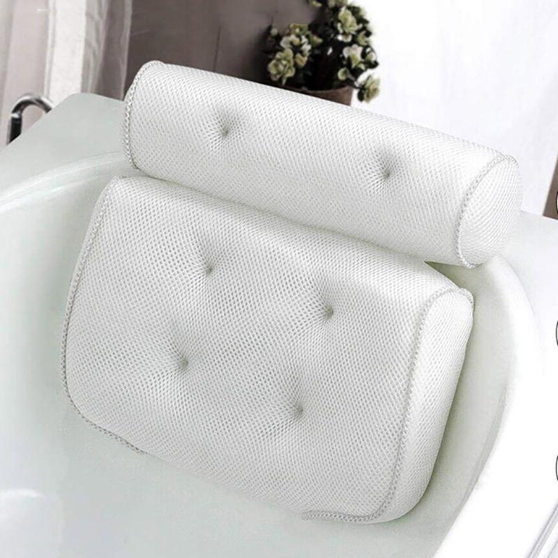 Home 3D Mesh Bath Pillow Back Neck Support Bathtub Spa Hot Tub Suction Cups New 4