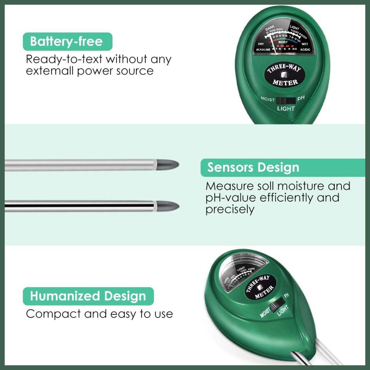 3 In 1 Soil Ph Tester Water Moisture Test Meter Kit For Garden Plant Testing Au 3