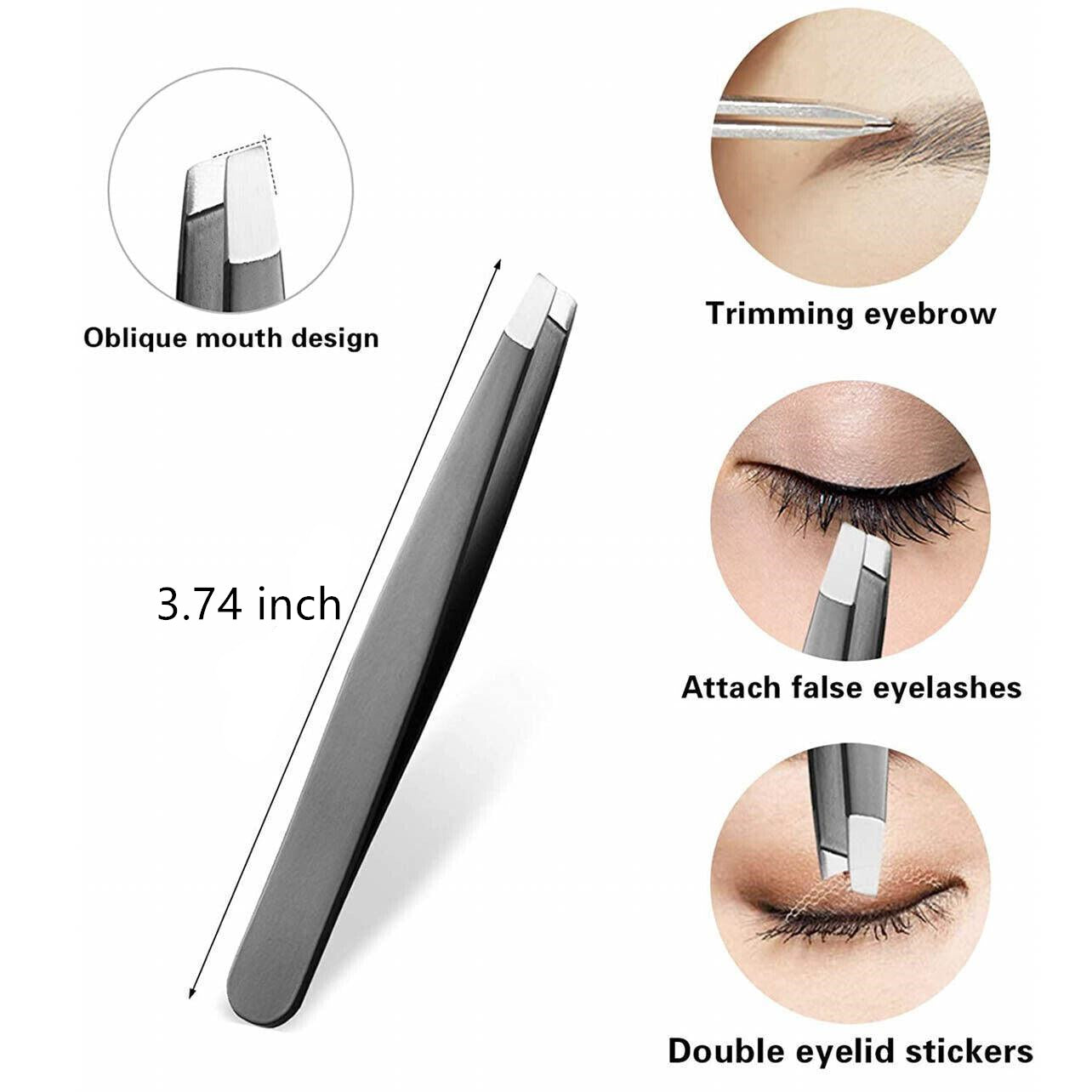 3PCS Stainless Steel Slanted Tip Eyebrow  Set for Facial Hair and Beauty Care 3