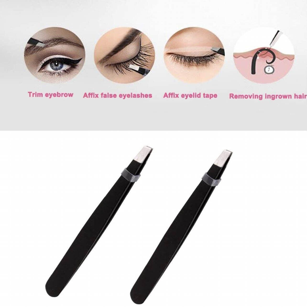 3PCS Stainless Steel Slanted Tip Eyebrow  Set for Facial Hair and Beauty Care 4