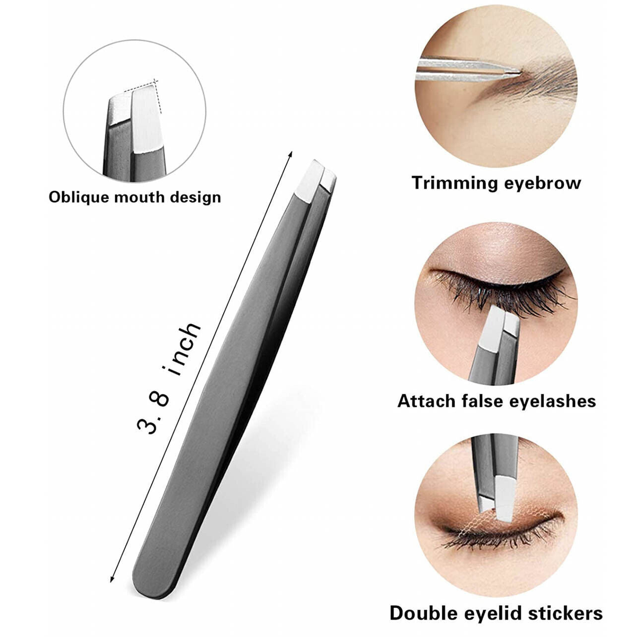 3PCS Stainless Steel Slanted Tip Eyebrow  Set for Facial Hair and Beauty Care 5