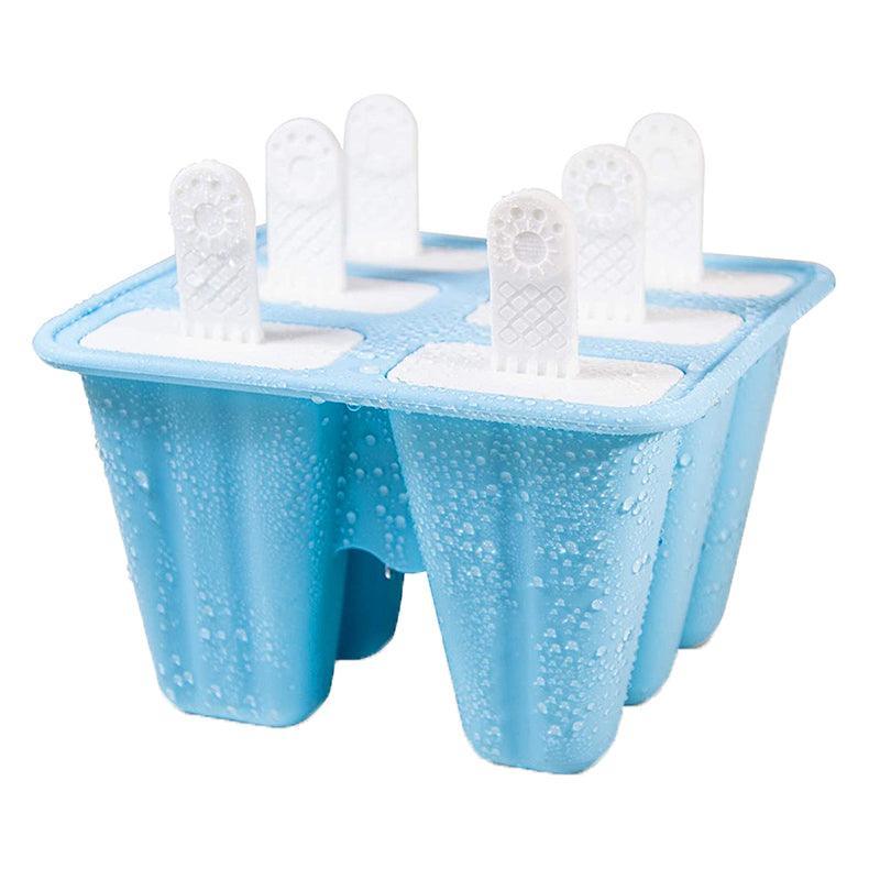 Silicone Ice Cream Mould Block Frozen Molds Icy Pole Jelly Popsicle - Blue-4Grid 10
