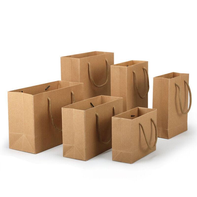 50X Kraft Paper Bags Gift Shopping Carry Craft Brown Bag With Handles - 50PCS  22*15*6CM 3