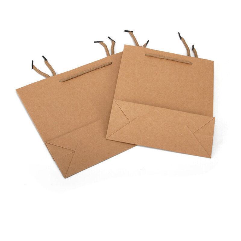 50X Kraft Paper Bags Gift Shopping Carry Craft Brown Bag With Handles - 50PCS  22*15*6CM 5