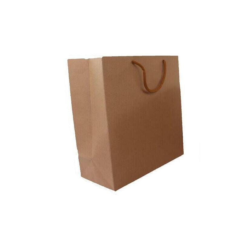 50X Kraft Paper Bags Gift Shopping Carry Craft Brown Bag With Handles - 50PCS  22*15*6CM 9