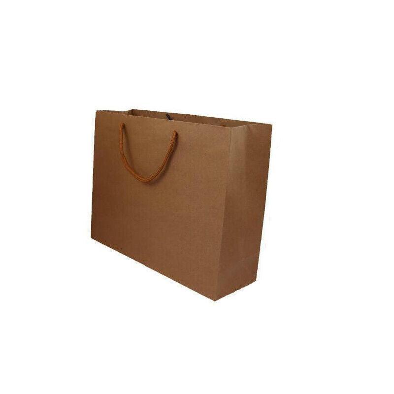 50X Kraft Paper Bags Gift Shopping Carry Craft Brown Bag With Handles - 50PCS  22*15*6CM 10