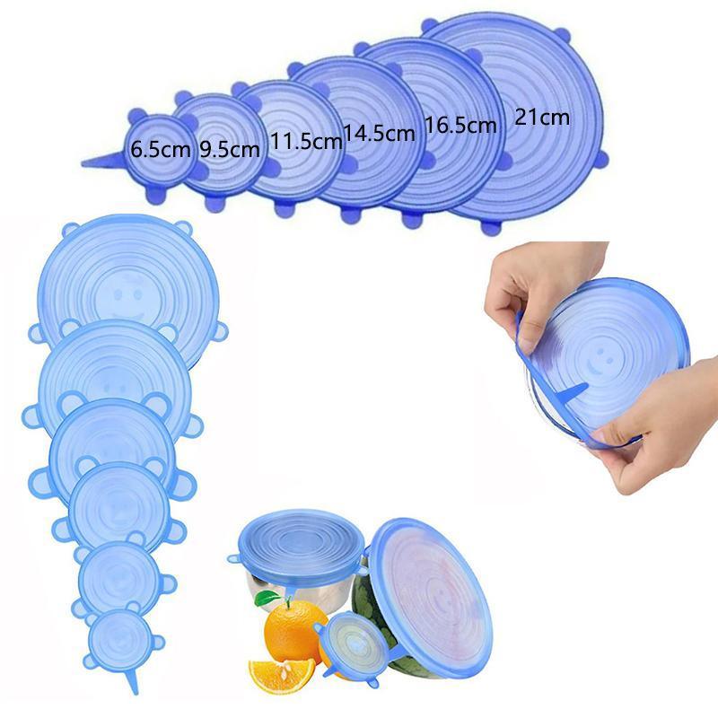 6PCS Stretch Reusable Silicone Food Saver Cover Seal Insta Lids Bowl Wraps - Green 5
