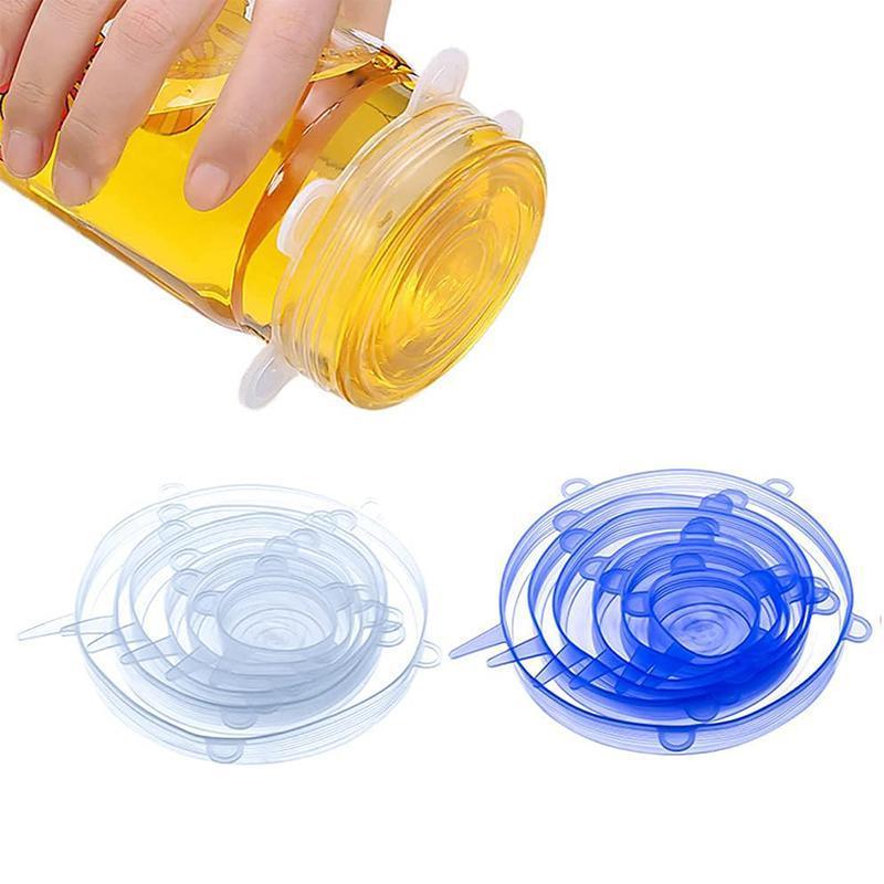 6PCS Stretch Reusable Silicone Food Saver Cover Seal Insta Lids Bowl Wraps - White 4