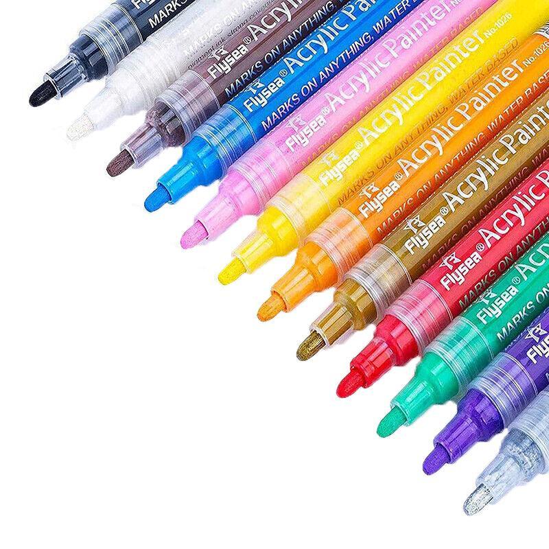 Flysea 12-80 Colours Acrylic Paint Pens Painting Stone Ceramic Glass Marker2-3Mm - 80-Colour Set 6