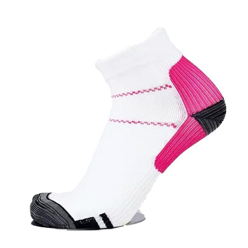 1 Pair Ankle Compression Socks Foot Support Sleeves S M Size Unisex - White-Rose Red 9