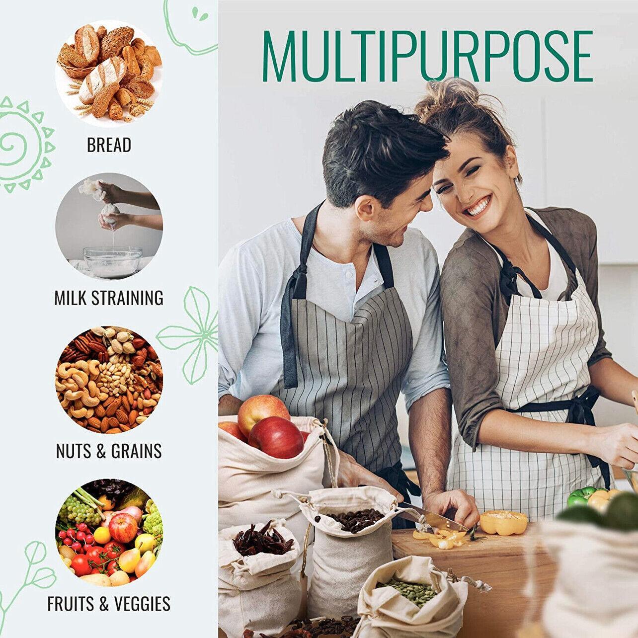 10X Canvas Cotton Drawstring Bags Linen Calico Tote Gift Storage Pouches - 25x35cm 4