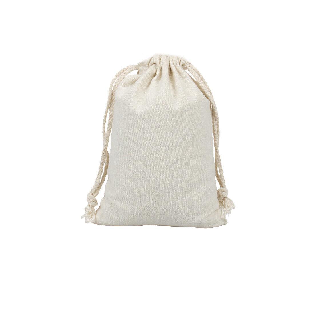 10X Canvas Cotton Drawstring Bags Linen Calico Tote Gift Storage Pouches - 25x35cm 10