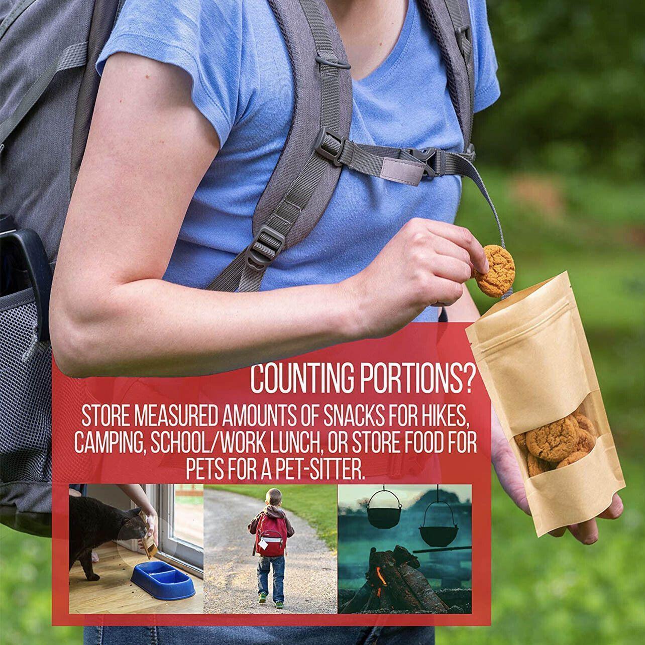 10-200x 9*14+3cm Stand Up Bag Kraft Paper Seal Packaging Window Zip Lock Pouch - 10 PCS 3