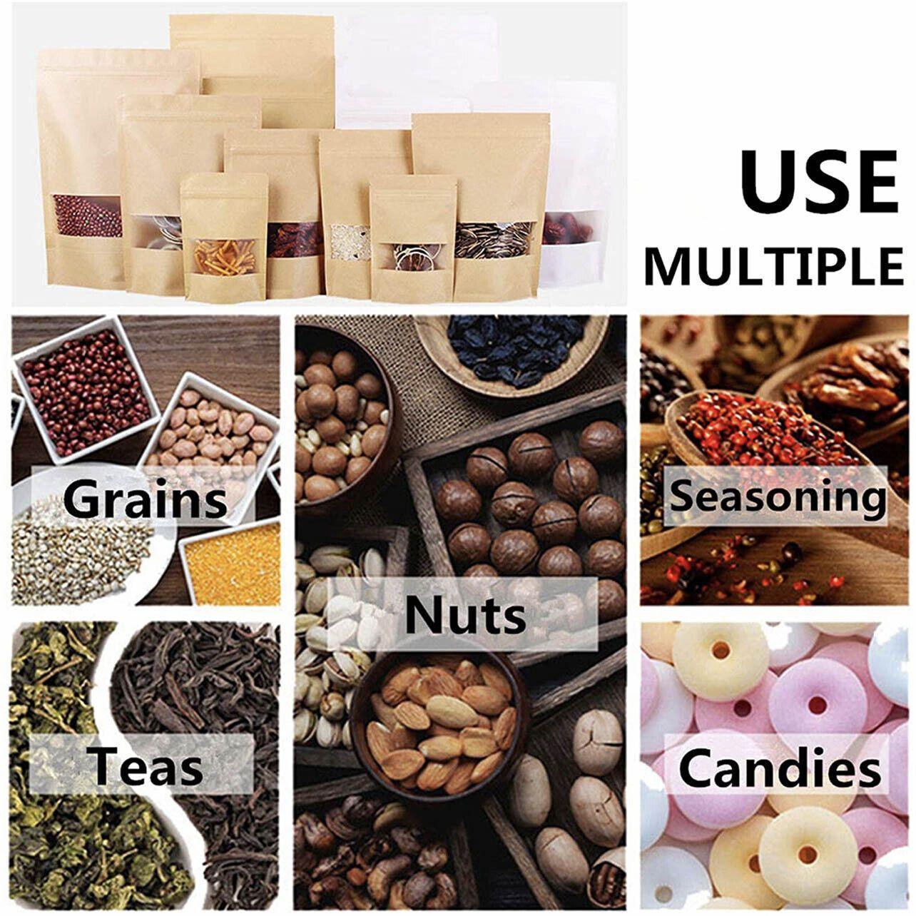 10-200x 9*14+3cm Stand Up Bag Kraft Paper Seal Packaging Window Zip Lock Pouch - 10 PCS 5