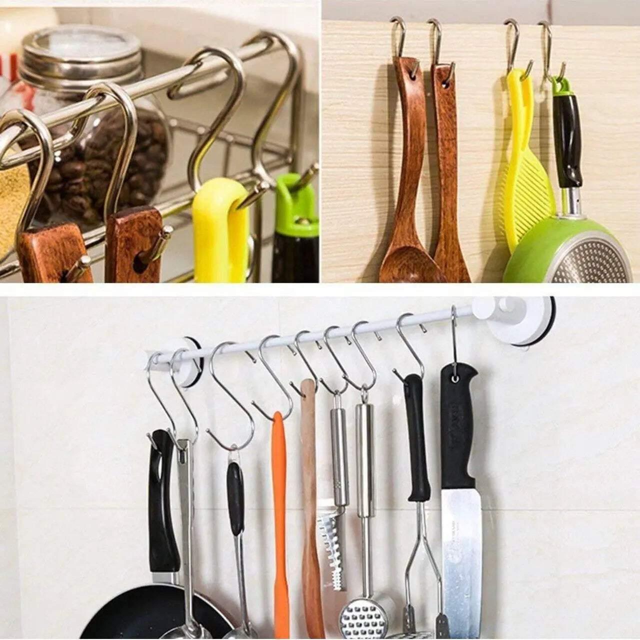 8cm Stainless Steel S Shape Hooks Kitchen Hanger Rack Clothes Hanging Plant Holders - 20PCS 5