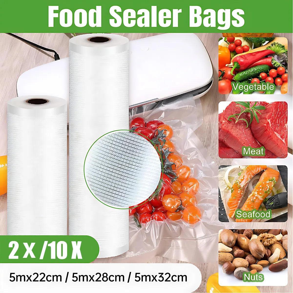 1-10x Commercial Heat-Resistant Vacuum Sealer Rolls for Food Storage - 2 Rolls (32cm x 5m)