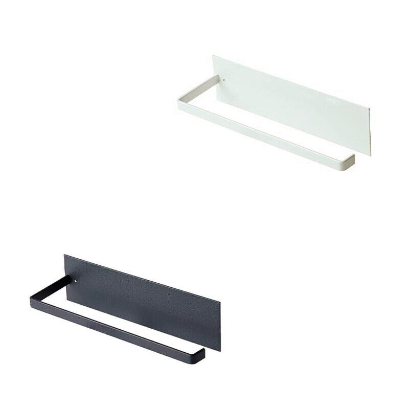 Self-Adhesive Paper Towel Holder Rack for Kitchen Rolls and Wrap Storage - Black x 1 unit