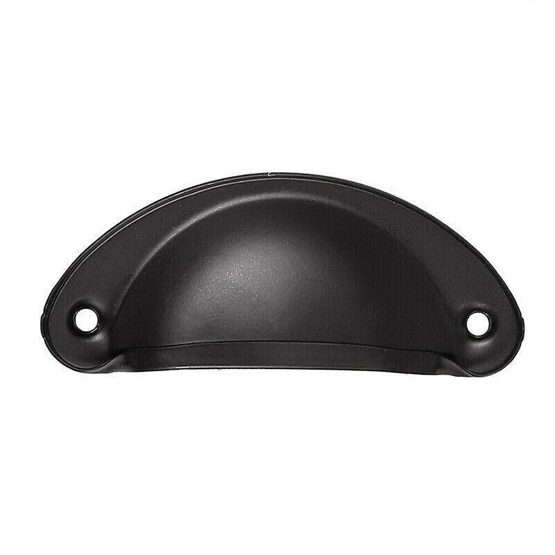 6X Cupboard Door Cabinet Cup Drawer Furniture Retro Antique Pull Shell Handle - Black 8