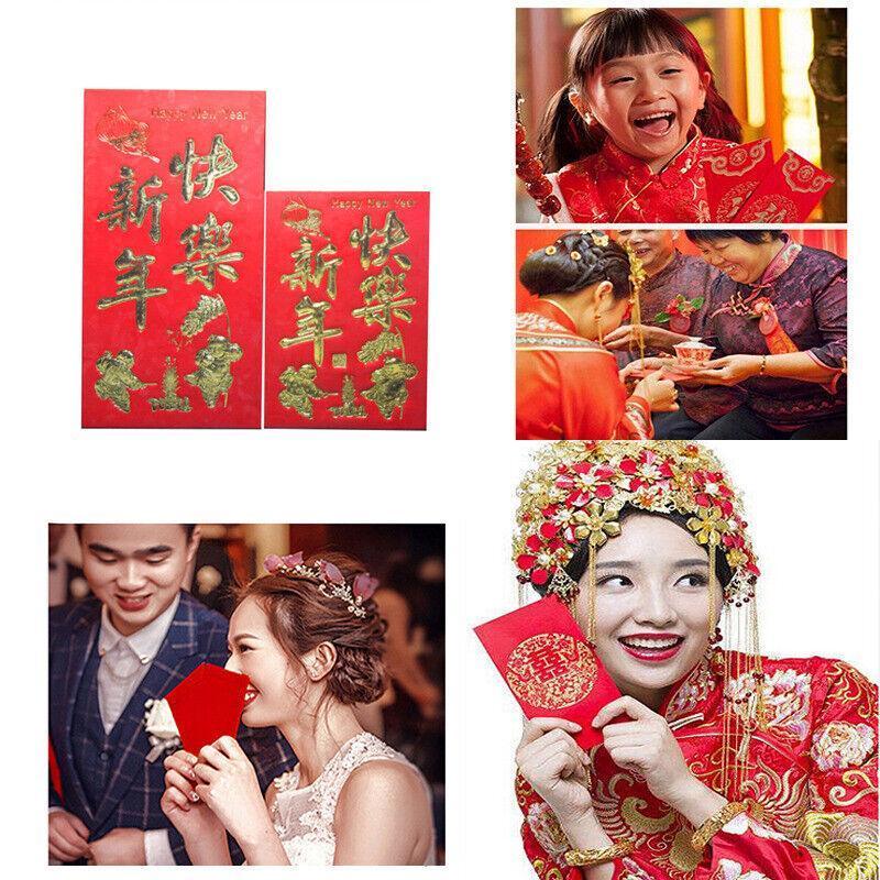 8*11.5 cm Set of 6 - Chinese New Year Red Pocket Lucky Money Envelopes - D 5