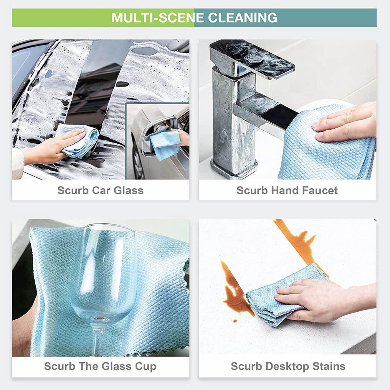 5X Fish Scale Microfiber Cleaning Cloth Dish Washing Glass Wipe Reusable Kitchen - 5Pcs-25cm*25cm 4