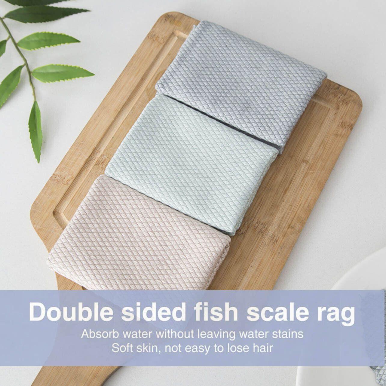 5X Fish Scale Microfiber Cleaning Cloth Dish Washing Glass Wipe Reusable Kitchen - 5Pcs-30cm*40cm 5