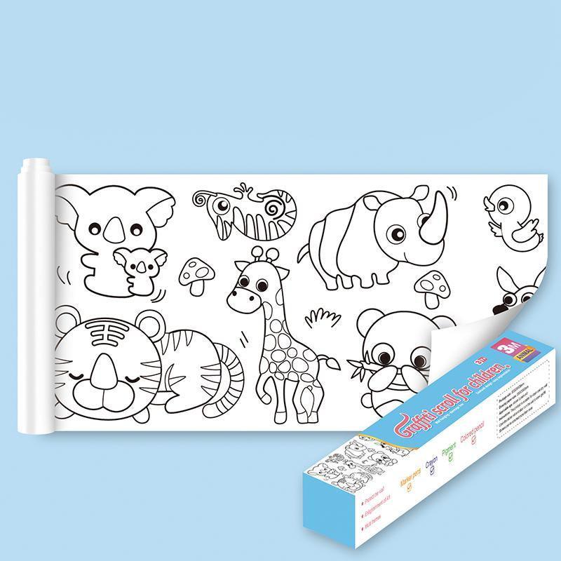 3M DIY Colouring Paper Roll with 12 Colour Pencils Cartoon Doodle Set - Transportation (With 12PCS Colored Pencils 5