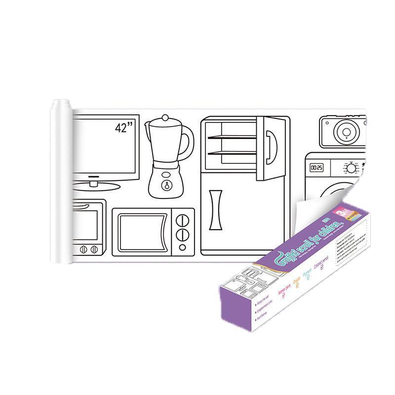 3M DIY Colouring Paper Roll with 12 Colour Pencils Cartoon Doodle Set - Transportation (With 12PCS Colored Pencils 10