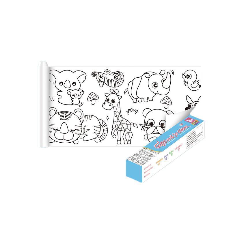 3M DIY Colouring Paper Roll with 12 Colour Pencils Cartoon Doodle Set - Dinosaur Land(With 12PCS Colored Pencils 8