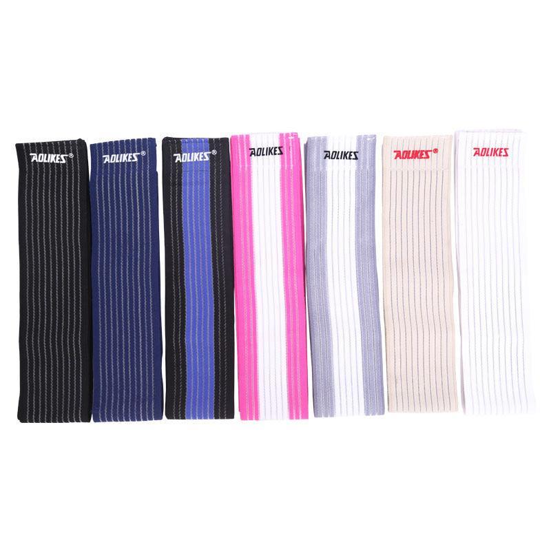 Sports Gym Bandage Wrap Compression Strap Wrist Knee Leg Ankle Elbow Band 180Cm - White+Grey