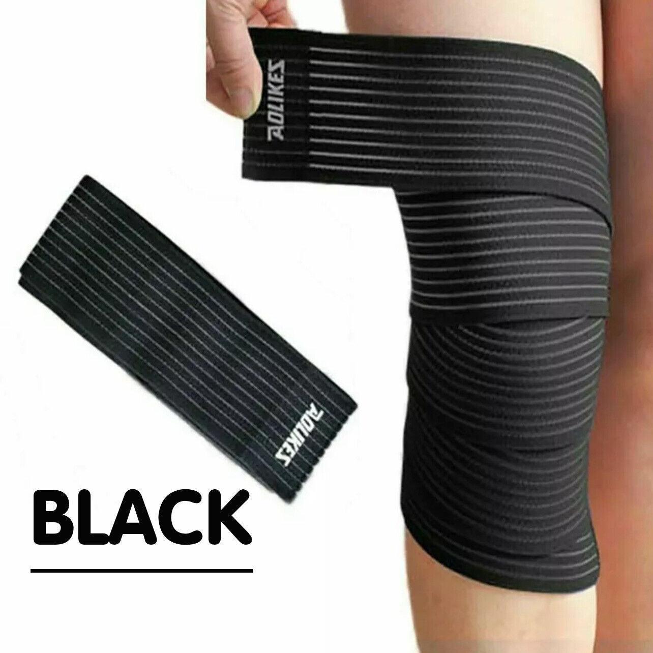 Sports Gym Bandage Wrap Compression Strap Wrist Knee Leg Ankle Elbow Band 180Cm - White+Grey 4
