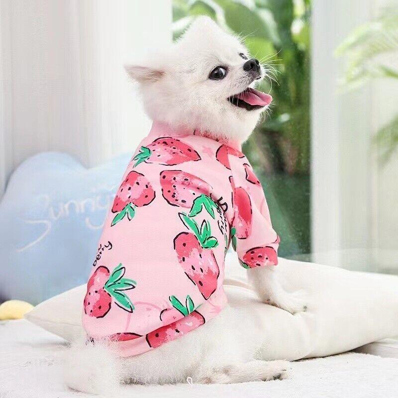 M Size Cute Pet Dog Warm Jumper Sweater Clothes Cat Knitwear Knitted Coats Winter - Pink Strawberry 5