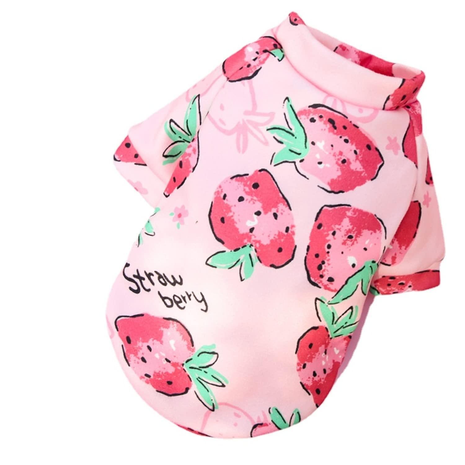 L Size Cute Pet Dog Warm Jumper Sweater Clothes Puppy Cat Knitwear Knitted Coats Winter - Pink Strawberry 11