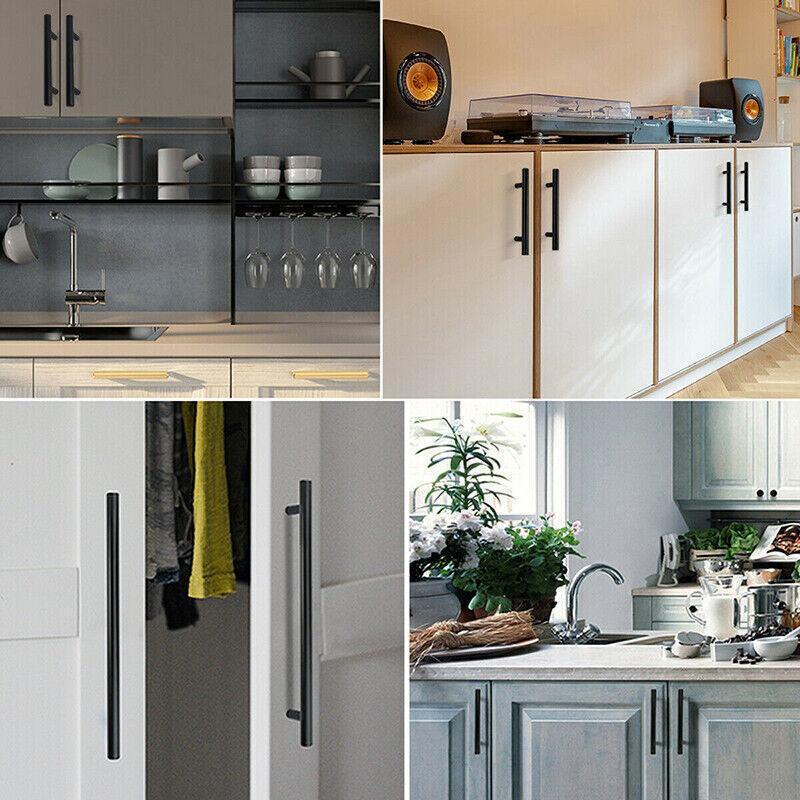 1pcs Black Kitchen Cabinet Door Handles Matte Black Stainless Steel Door Drawer Pull T Bar - 100mm/64mm 5