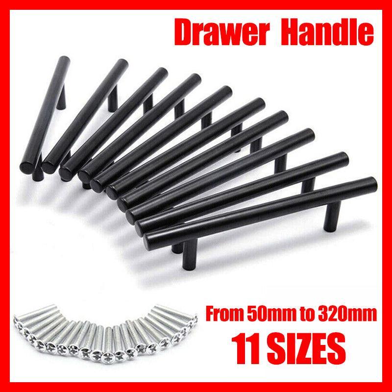 1pcs Black Kitchen Cabinet Door Handles Matte Black Stainless Steel Door Drawer Pull T Bar - 500mm/320mm