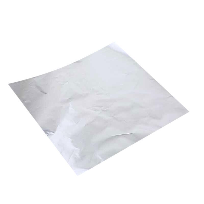 100Pcs Aluminium Foil Chocolate Wrappers 20cm Squares - Silver/Gloss 7