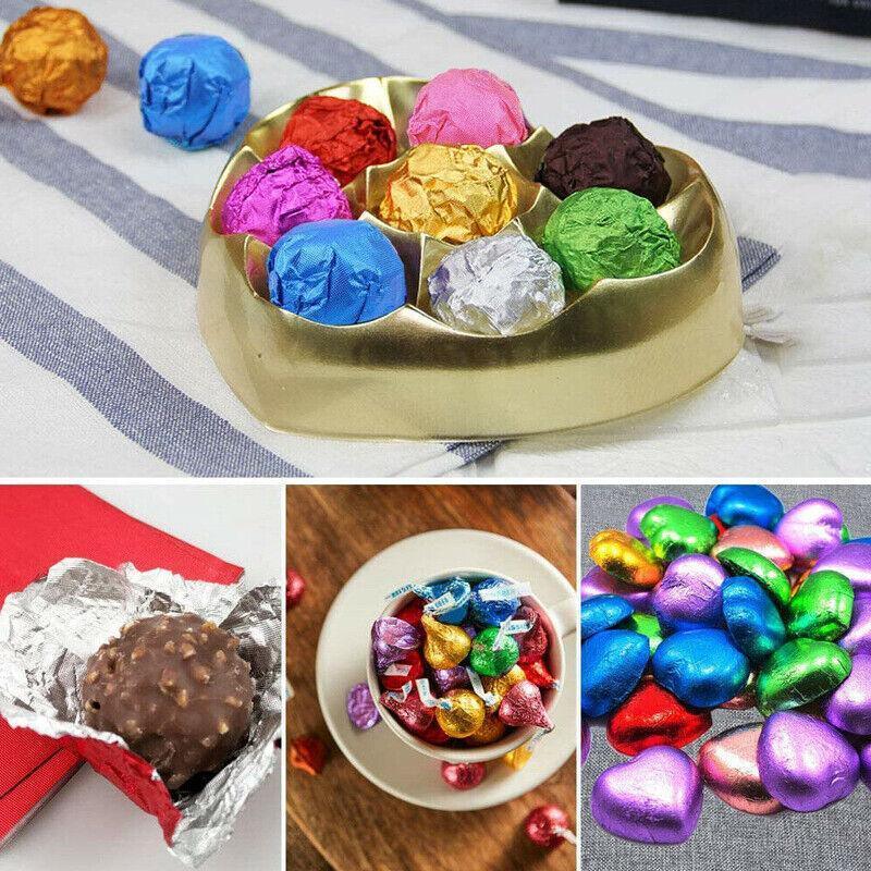 100Pcs Aluminium Foil Chocolate Wrappers 20cm Squares - Brown/Gloss 4