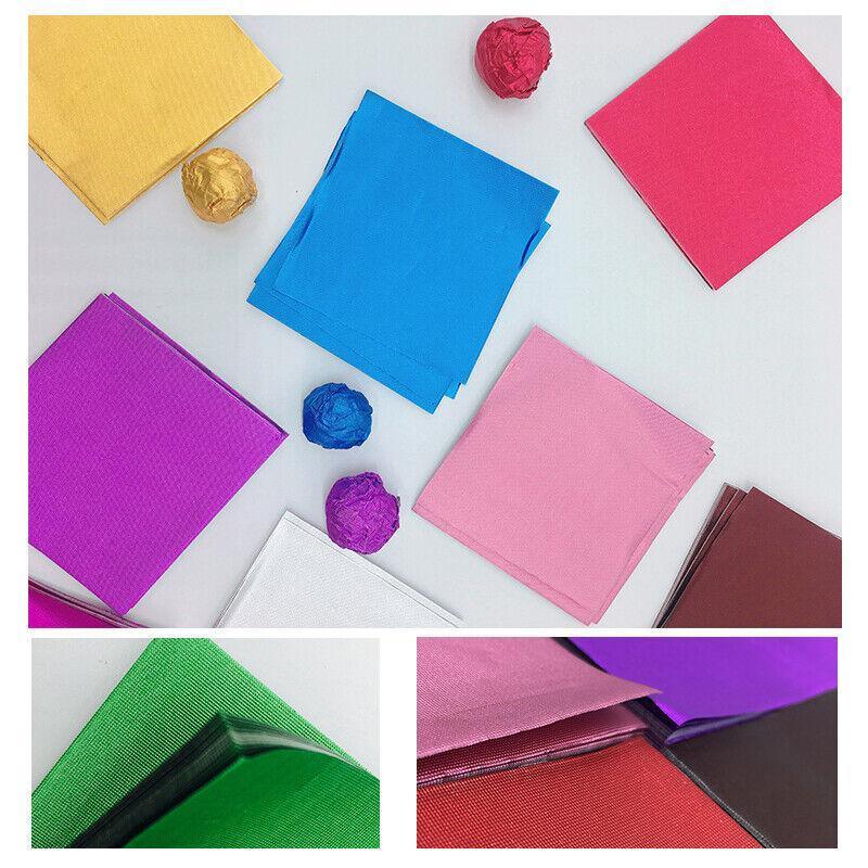 100Pcs Aluminium Foil Chocolate Wrappers 20cm Squares - Purple/Embossed 3