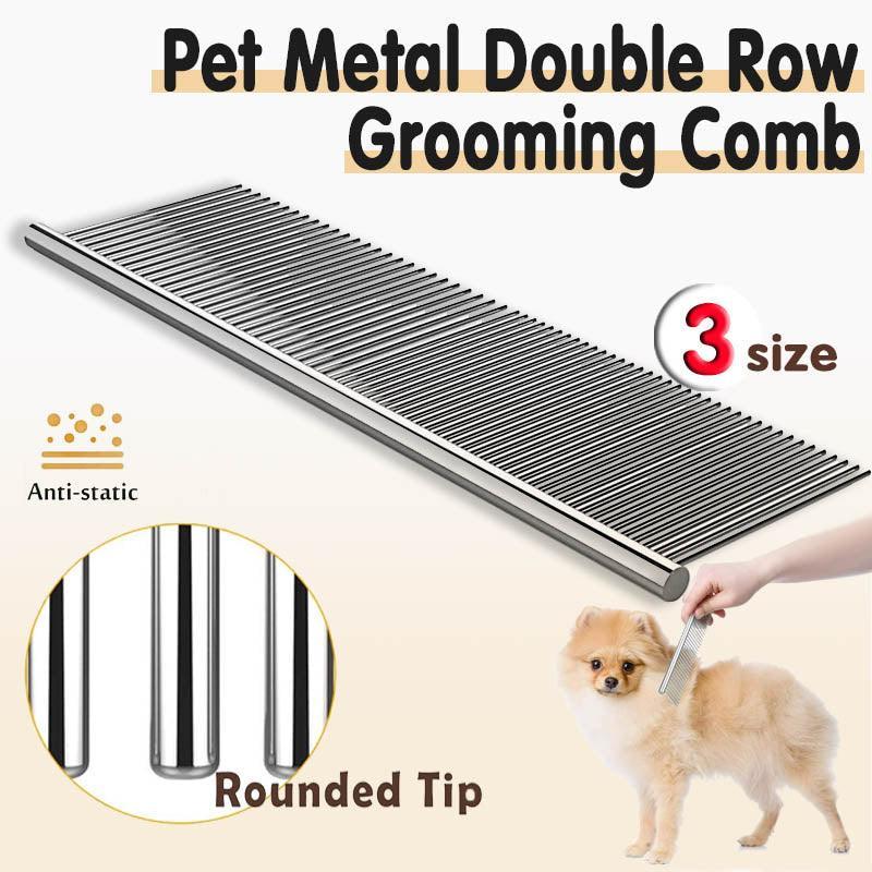 Stainless Steel Teeth Metal Comb Brush Pet Cat Dog Hair Grooming Trimmer Round - S:16*3CM